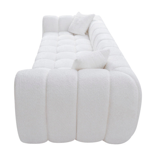 102.7 Inch Marshmallow Cloud Compressed 4-Seater Boucle Sofa with 2 Cushions for Living Room Apartment