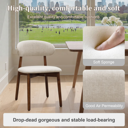Warm Grey Flannelette Upholstered Dining Chair with Walnut Solid Wood Legs, Armless Chair Set of 4 for Kitchen, Restaurant, Living, Meeting Room