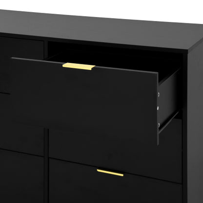 Black 9 Drawer Dresser, 63" Large Deep Chest of Drawers, Wooden Dresser Storage Cabinet with 9 Drawers for Bedroom, Long Dressers for Living Room, Hallway