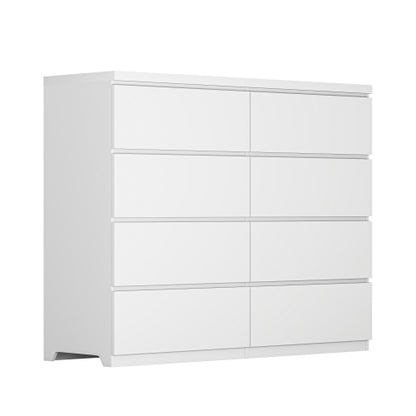 8 Drawers Dresser for Bedroom, Wood Bedroom Dresser Modern Drawer Chest, 8 Chest of Drawer, Tall Dresser for Closet, Dressers Organizer for Living Room, Closet, White