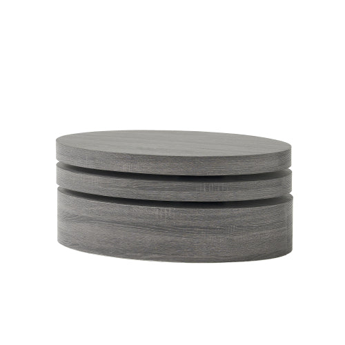 3-Layer Rotating Oval Coffee Table, Matte Black