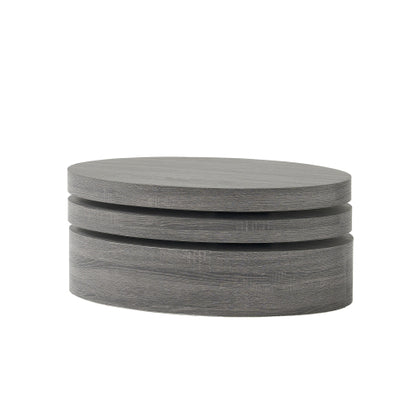 3-Layer Rotating Oval Coffee Table, Matte Black