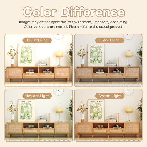 Large Rattan TV Console Table Suitable For Up To 85 Inch Home TV