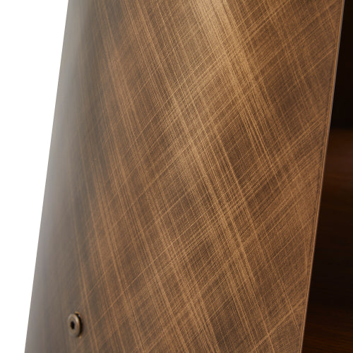 Retro Round Dining Table with Storage Layer, Walnut