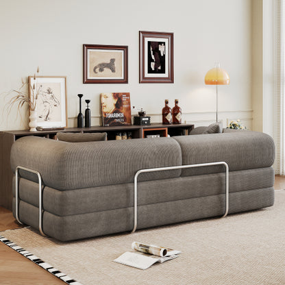 78.8 inch  Grey Boneless Corduroy Convertible Compressed Floor Sofa Bed, No Assembly