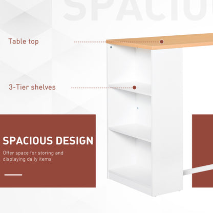 Modern Bar Table Counter Height Dining Table with 3 Storage Shelves for Kitchen, Dining Room, Living Room, White