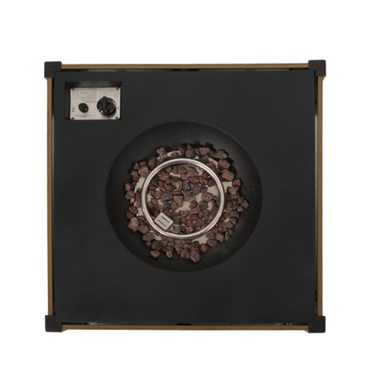 Outdoor 31" WPC Base Square Propane Fire Pit - 40,000 BTU, Brown