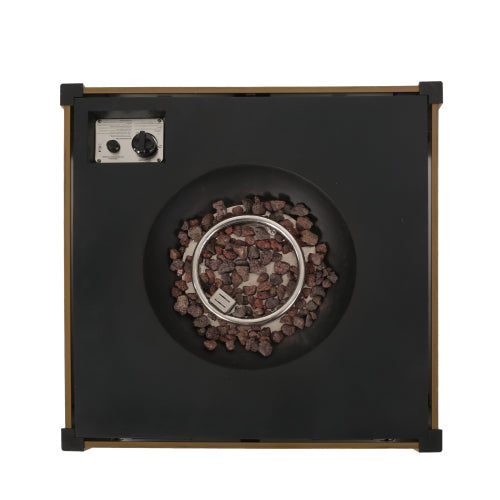 Outdoor 31" WPC Base Square Propane Fire Pit - 40,000 BTU, Brown