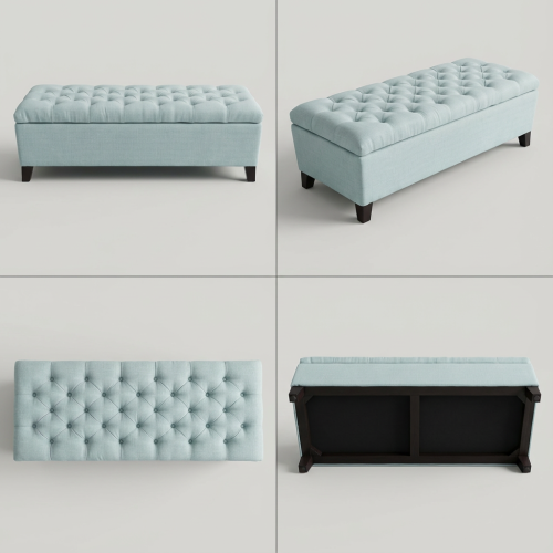 50.25inch  Storage Ottoman Bench - baby Blue Storage Bench End of Bed with Safety Hinges, Footrest Stool for Living, Dining Room, Entryway and Hallway