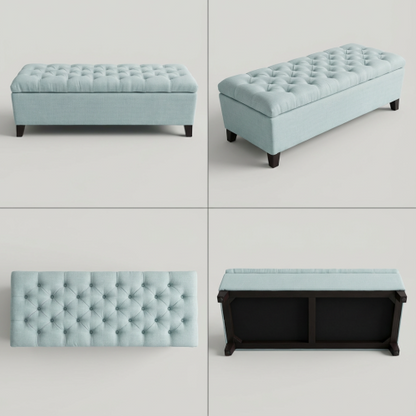 50.25inch  Storage Ottoman Bench - baby Blue Storage Bench End of Bed with Safety Hinges, Footrest Stool for Living, Dining Room, Entryway and Hallway