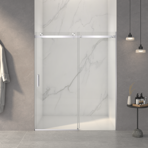 56"-60"W x 70"H Frameless Shower Door, Sliding Shower Door, with Premium 5/16"(8mm) Thick Tempered Glass Shower Enclosure,Double Side Easy Clean Coat,Brushed Nickel Finished With Buffer