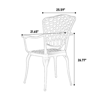 3 Piece Patio Bistro Set Cast Aluminum Bistro Table and Chairs Set of 2 with Umbrella Hole,All Weather Metal Bistro Table Set,Outdoor Patio Furniture Set for Garden White
