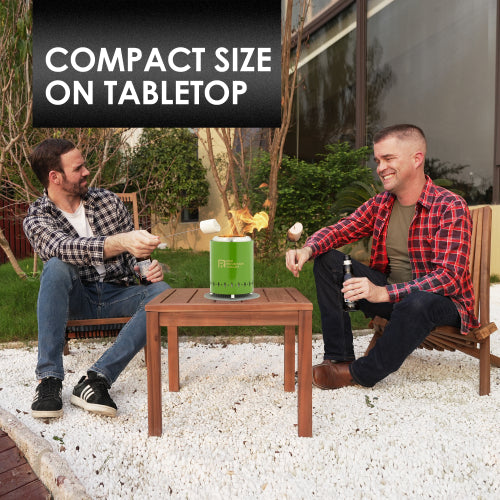 Smokeless Tabletop Fire Pit with Mat, Portable Mini Low Smoke Camping Stove, with Travel Bag and Fireproof Mat, Stainless Steel Green, for Outdoor Enthusiasts