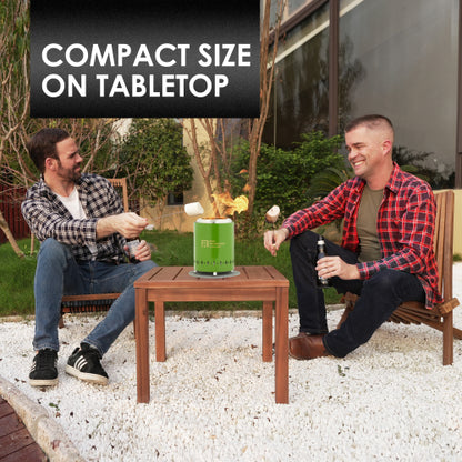 Smokeless Tabletop Fire Pit with Mat, Portable Mini Low Smoke Camping Stove, with Travel Bag and Fireproof Mat, Stainless Steel Green, for Outdoor Enthusiasts