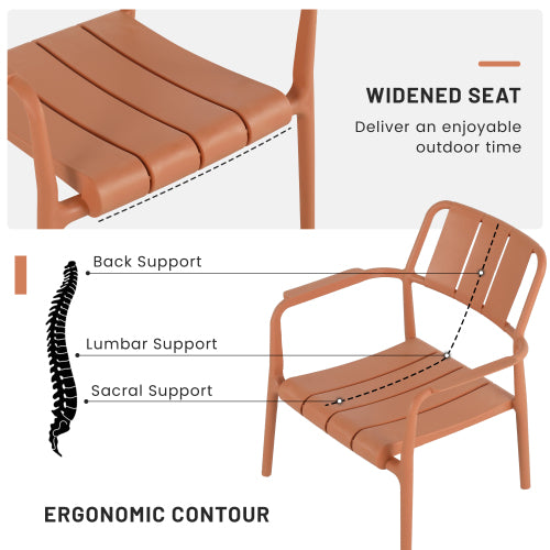 Holiday- 2-Piece PP Single-Seater Chairs + Coffee Table Set – Indoor/Outdoor Multi-Purpose Furniture for Living Room,Balcony,Beach (No Assembly Chairs, Easy Setup Table) – Polypropylene, Apricot Brown