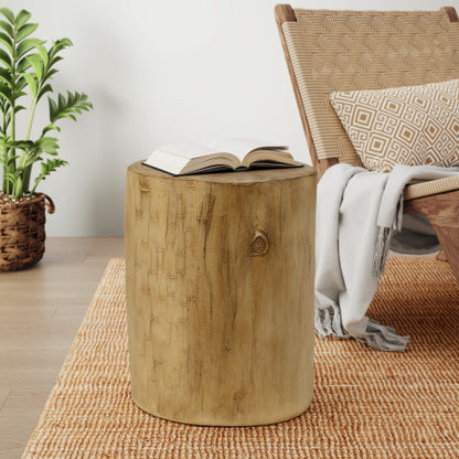 Outdoor 14.25inch MGO Side Table, Hand-Painted Wood Stump