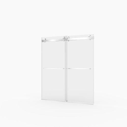 56-60"W x 70"H Frameless Double Sliding Shower Door,5/16" (8mm) Thick SGCC Tempered Clear Glass,Double Side Easy Clean Coat,Brushed Nickel Finished With Buffer