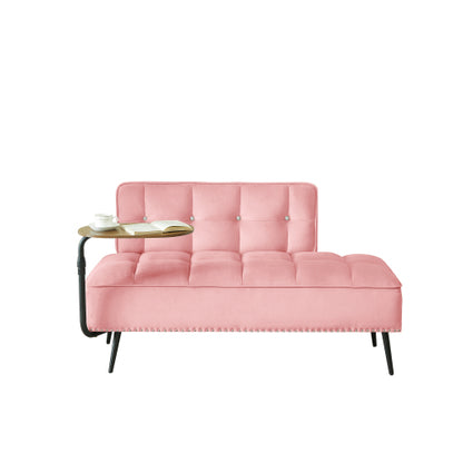 54-Inch Modern 2-Seater Velvet Loveseat Sofa with 360 degree  Rotating Side Table Space-Saving