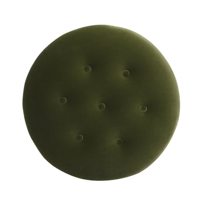 24 inch Round Upholstered Accent Ottoman, Olive Green Performance Velvet Round Foot Stool