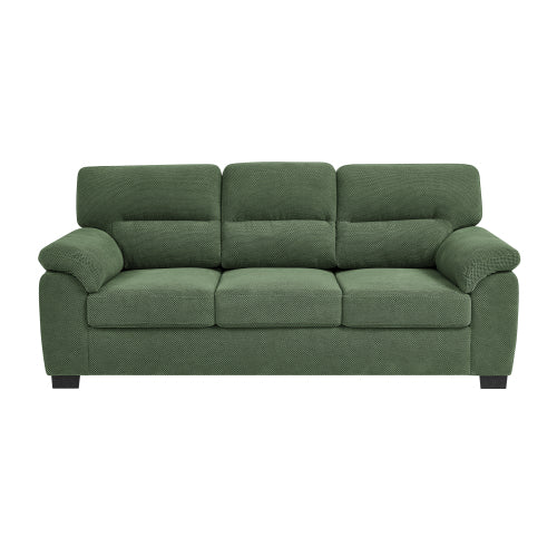 Green Modern 3-Seater Upholstered Sofa,Textured Fabric,Solid Wood Frame