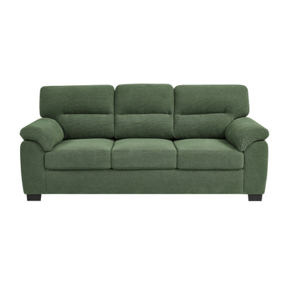 Green Modern 3-Seater Upholstered Sofa,Textured Fabric,Solid Wood Frame