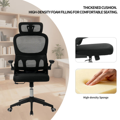 High Back Ergonomic Office Chair, Big and Tall Mesh Desk Chair with Wheels, Tilt Function, 3D Headrest, Lumbar Support, Swivel Rolling Computer Chair for Task, Home Office, Black