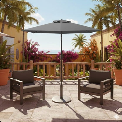 7.5 Feet Gray Market Umbrella with Crank Lift & Tilt. UV-Resistant Canopy for Pool, Backyard & Patio (Without base)