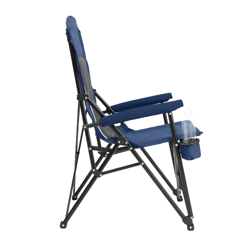 High Back Heavy Duty Lawn Chair Support 250LBS, Portable Collapsible Chair with Cup Holder -Navy blue