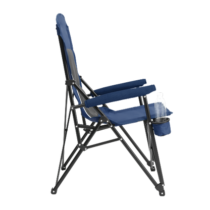 High Back Heavy Duty Lawn Chair Support 250LBS, Portable Collapsible Chair with Cup Holder -Navy blue