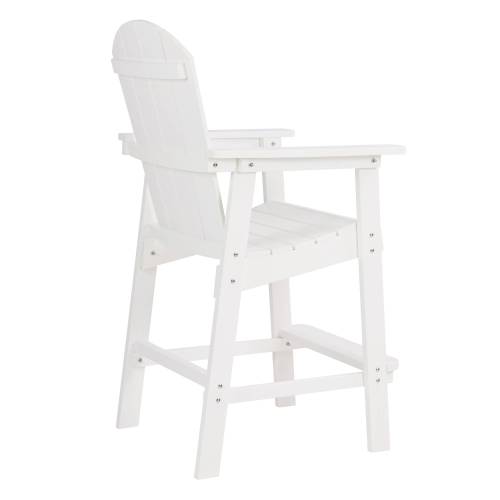 Lounge chair White color, suitable for all seasons: Outdoor lounge chair, made of sturdy HIPS material, equipped with 304 stainless steel accessories.