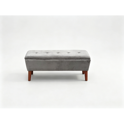 42 inch Linen Ottoman Bench with Solid Wood Tapered Legs