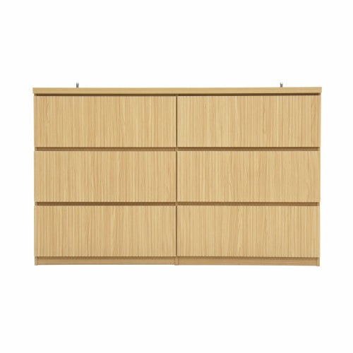 6 Drawer Storage Cabinet ,Dresser, Wood Storage Tower Clothes Organizer with Wavy drawer panel, Wide Chest of 6 Drawers, Large Storage Space for Bedroom, Hallway, Entryway Living Room Natural