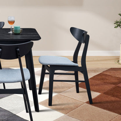 Set of 2 Baby Upholstered Wooden Dining Side Chairs, Solid Rubber Wood Frame for Dining Room & Restaurant