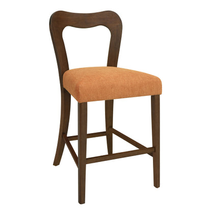 Rubberwood Counter Stools with Upholstered Seats, Set of 2, Caramel/Walnut