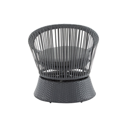26.7" Modern Gray Swivel Wicker Lounge Chair with Rattan and Iron Frame, Featuring a Stylish Round Design, Perfect for Living Room