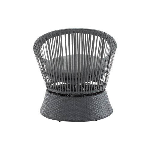 26.7" Modern Gray Swivel Wicker Lounge Chair with Rattan and Iron Frame, Featuring a Stylish Round Design, Perfect for Living Room, Patio, or Balcony Relaxation