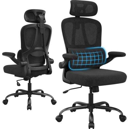 Ergonomic Office Chair, Desk Chair with Headrest and Lumbar Support, High Back Swivel Home Office Chair with Headrest for Home Office Bedroom
