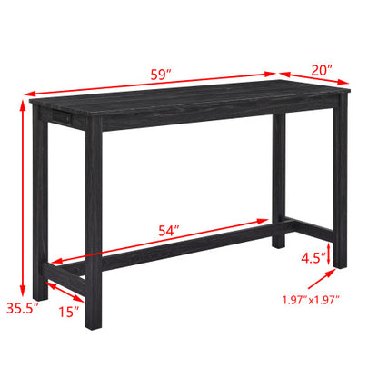 59 Inch Bar Table, Dining Table, Sofa Table with Power Outlet, 3 Upholstered Stools, 4 Piece Bar Table and Chair Set for Living Room, Dining Room, Kitchen