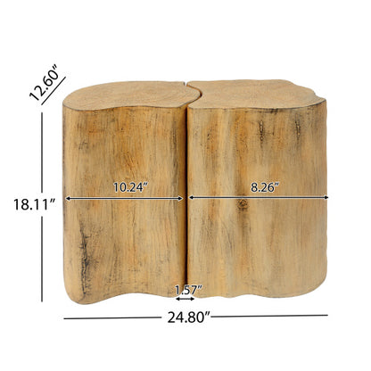 2-in-1 Irregular MGO End Table, Split Design, Small Space Friendly,Indoor Outdoor Use,Natural Color