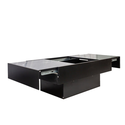 Extendable Coffee Table with Sliding Top & Hidden Storage, Wooden Center Table