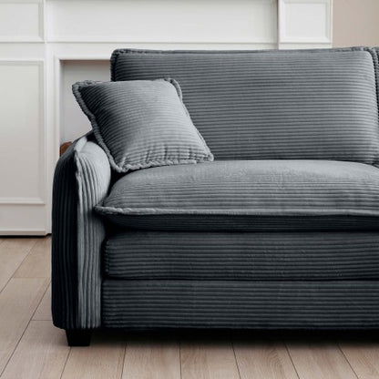 Grey Corduroy Ottoman Footstool, Matching Accessory for 2/3/4 Seater Sofas, Retro Upholstered Footrest