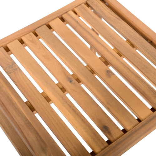 CREATIVE BRAIDED ACACIA WOOD OUTDOOR DINING TABLE AND CHAIRS WITH ARMRESTS, SUITABLE FOR OUTDOOR DINING AND LEISURE PLACES, TEAK LOOK & WHITE ROPE,SET OF 2