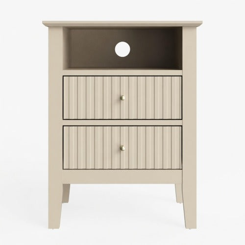 18inch Beige Fluted 2-Drawer Nightstand