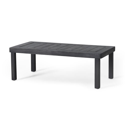 Acacia Wood Outdoor Loveseat and Coffee Table Set with Cushions, Dark Gray