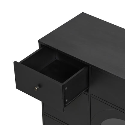 Black Storage Cabinet with 7 Drawers and 2 Doors