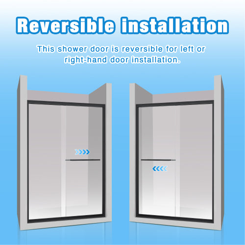 44-48"x72" Aluminum Frame Double Sliding Shower Door,Bypass Bathroom Sliding Door with Premium 5/16" (8mm)