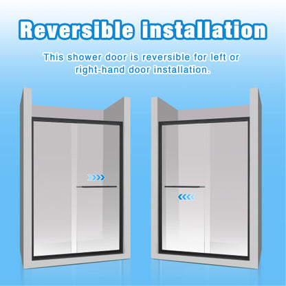 44-48"x72" Aluminum Frame Double Sliding Shower Door,Bypass Bathroom Sliding Door with Premium 5/16" (8mm)