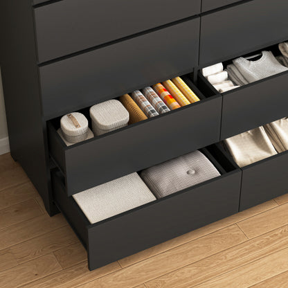 8 Drawers Dresser for Bedroom, Wood Bedroom Dresser Modern Drawer Chest, 8 Chest of Drawer, Tall Dresser for Closet, Dressers Organizer for Living Room, Closet,Black