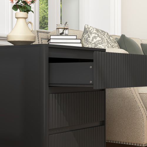 Set of 2 End Tables with USB C Charging Station, 3-Drawer Storage Side Table for Living Room