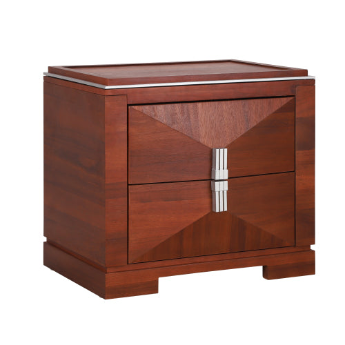 Mid-Century Modern Nightstand, 2 Drawers Wide Sofa Side Table,Wood Diamond Shaped End Table with Storage,Closet with Heavy Duty Base,Small Bedside Table for Bedroom,Living Room,Entrance, Dark Brown